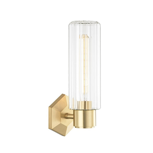 Hudson Valley Roebling 1 Light Wall Sconce, Aged Brass/Clear Glass - 5120-AGB
