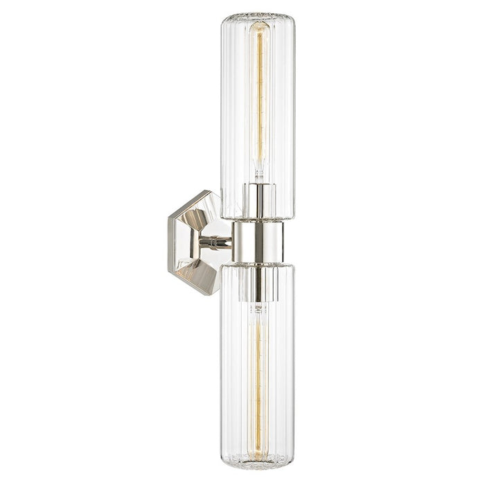 Hudson Valley Roebling 2 Light Wall Sconce, Nickel/Clear Glass - 5124-PN