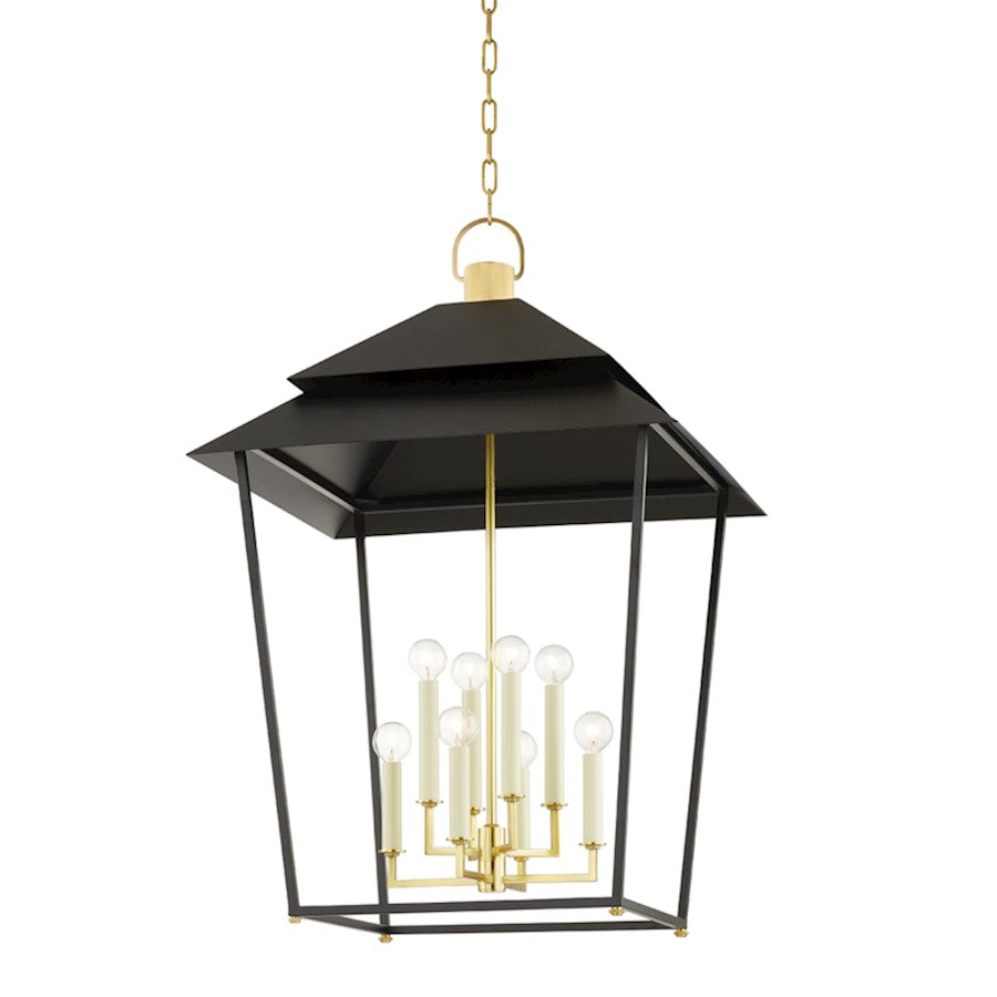 Hudson Valley Natick 8 Light Lantern in Aged Brass/Black - 5138-AGB-SBK