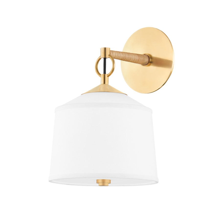 Hudson Valley White Plains 1 Light Wall Sconce, Aged Brass/White - 5200-AGB