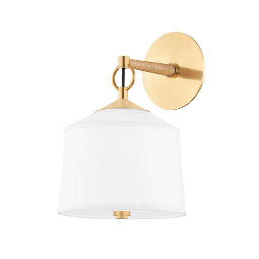 Hudson Valley White Plains 1 Light Wall Sconce, Aged Brass/White - 5200-AGB