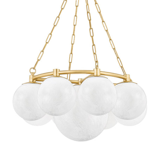 Hudson Valley Thornwood 9 Light 15" Chandelier, Brass/Cloud/Etched - 5229-AGB