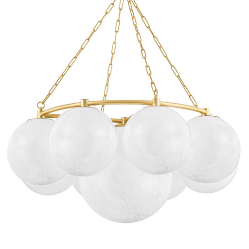 Hudson Valley Thornwood 9 Light 21" Chandelier, Brass/Cloud/Etched - 5243-AGB