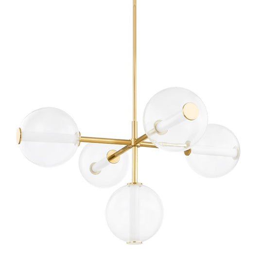 Hudson Valley Richford 5 Light Chandelier, Aged Brass/Clear Glass - 5248-AGB