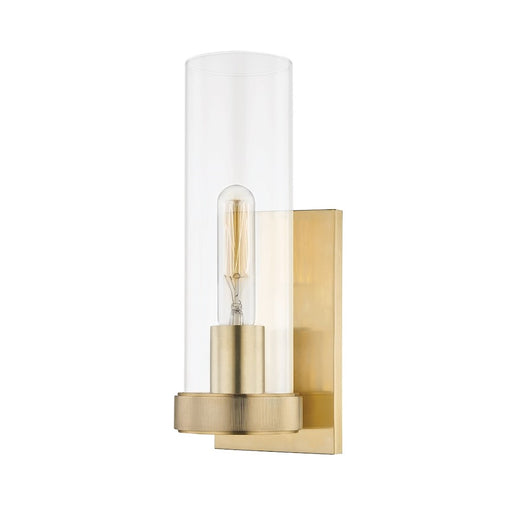 Hudson Valley Briggs 1-Light Wall Sconce, Aged Brass/Clear Glass - 5301-AGB