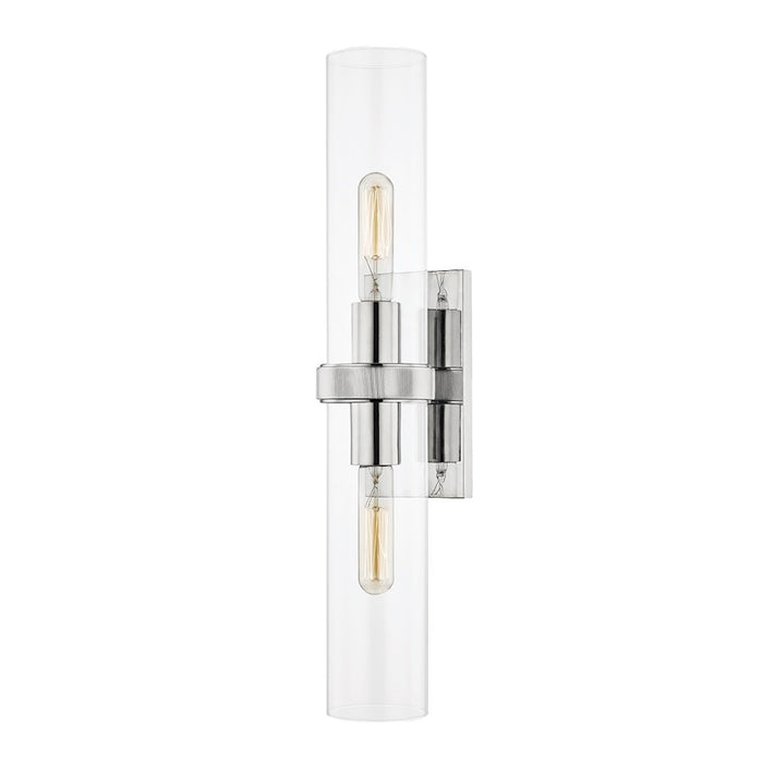 Hudson Valley Briggs 2-Light Wall Sconce, Polished Nickel/Clear Glass - 5302-PN
