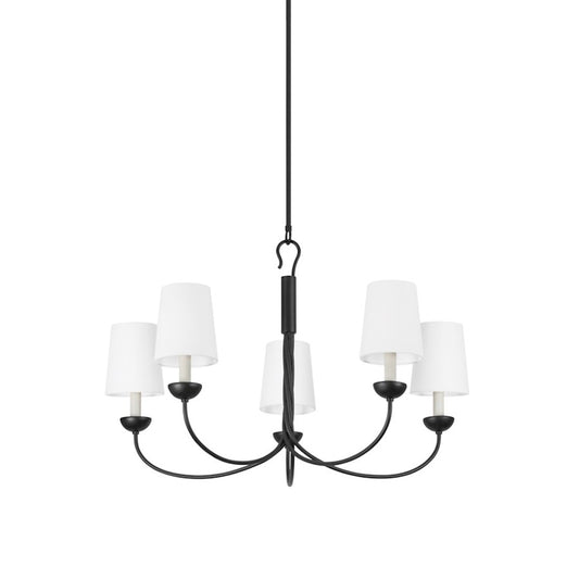 Hudson Valley Montpelier 5 Light Chandelier, Aged Iron/White - 5305-AI