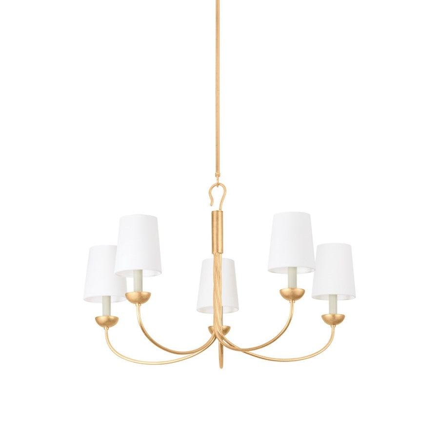 Hudson Valley Montpelier 5 Light Chandelier, Vintage Gold Leaf/White - 5305-VGL