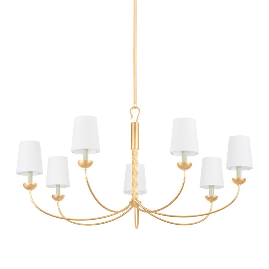 Hudson Valley Montpelier 7 Light Chandelier, Vintage Gold Leaf/White - 5307-VGL