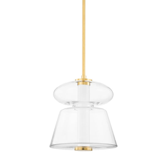 Hudson Valley Palermo 1 Light 13" Pendant, Aged Brass/Clear - 5313-AGB