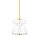 Hudson Valley Palermo 1 Light 13" Pendant, Aged Brass/Clear - 5313-AGB