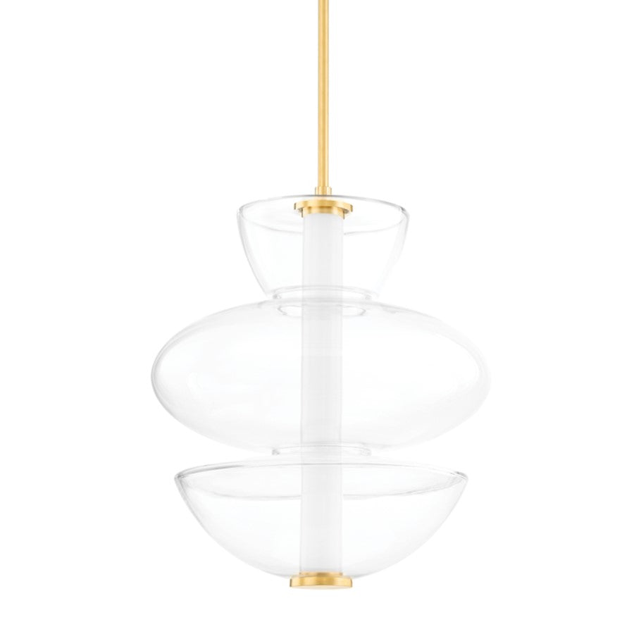 Hudson Valley Palermo 1 Light 19" Pendant, Aged Brass/Clear - 5319-AGB