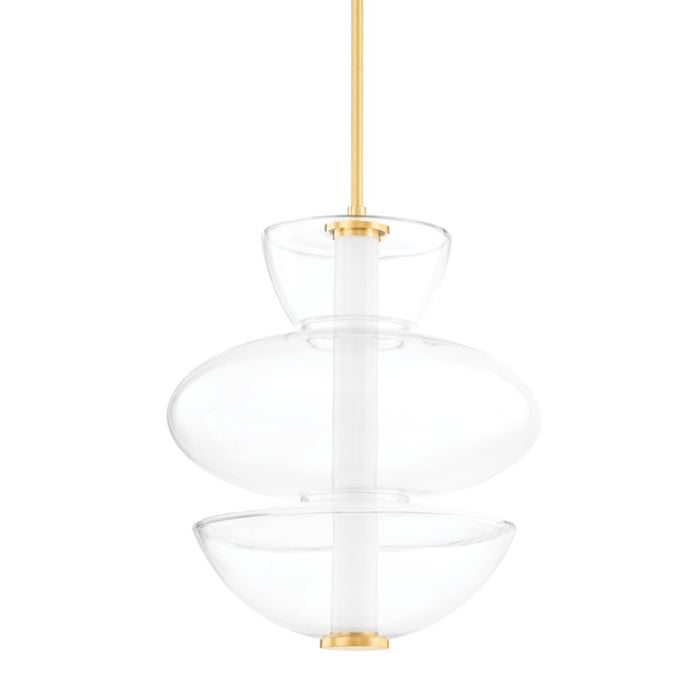Hudson Valley Palermo 1 Light 19" Pendant, Aged Brass/Clear - 5319-AGB