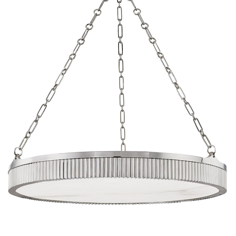 Hudson Valley Lynden 8 Light Chandelier, Polished Nickel/White - 532-PN