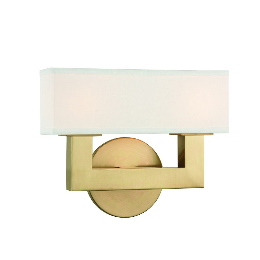 Hudson Valley Clarke 2 Light Wall Sconce, Aged Brass/Linen - 5452-AGB