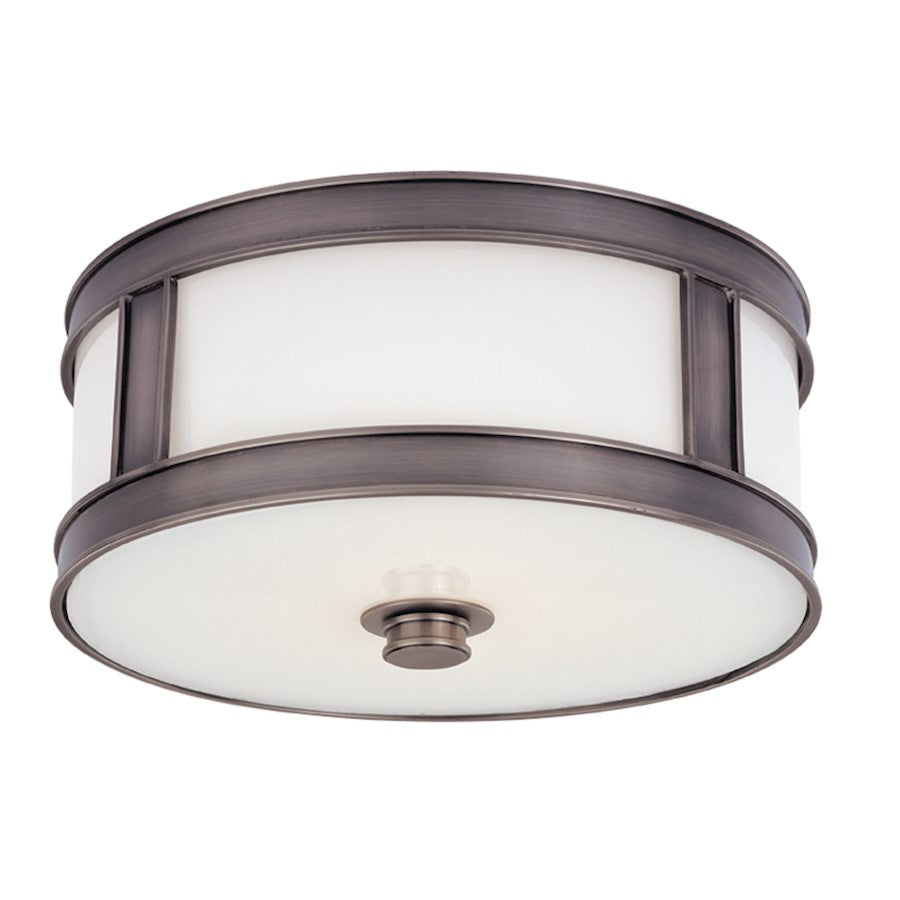 Hudson Valley Patterson 2 Light Flush, Historic Nickel/Clear/White - 5513-HN