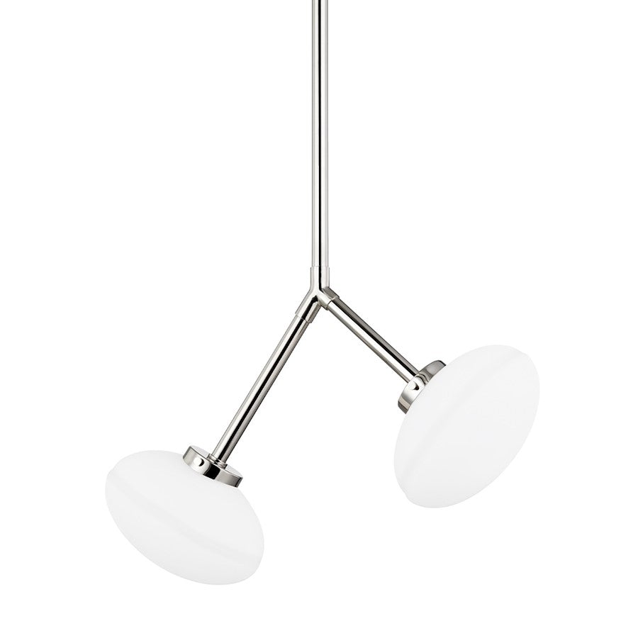 Hudson Valley Wagner 2 Light Pendant, Polished Nickel/Opal - 5530-PN