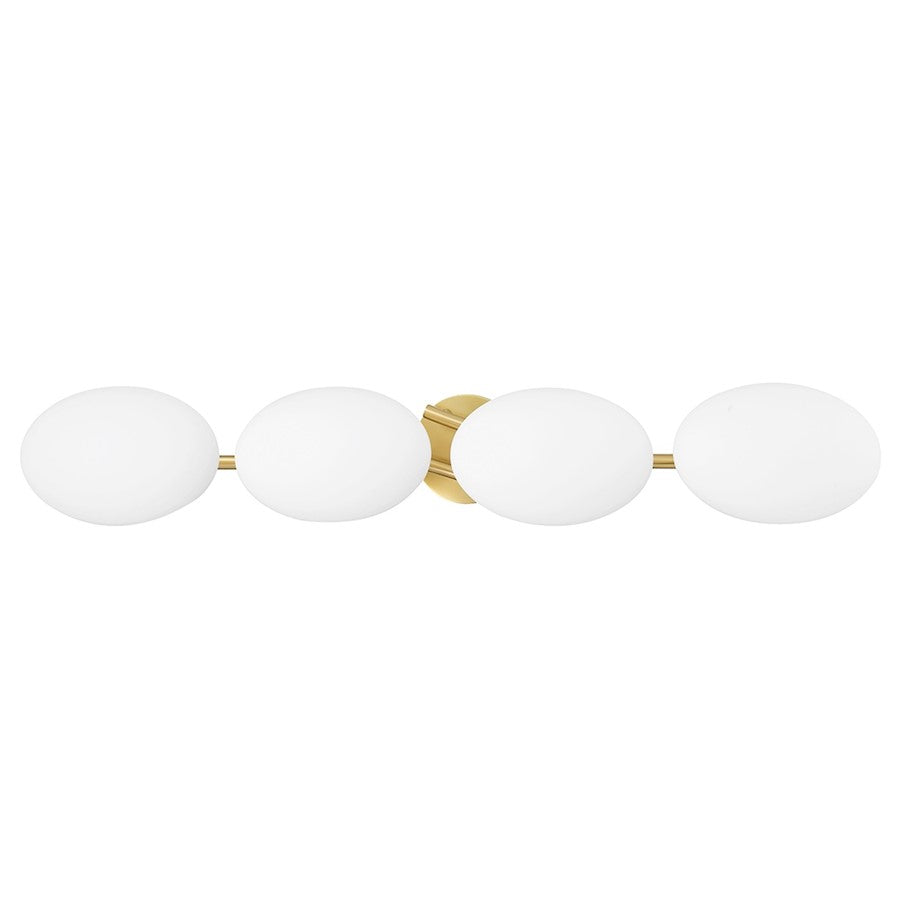 Hudson Valley Wagner 4 Light Bath Bracket, Aged Brass/Opal - 5534-AGB