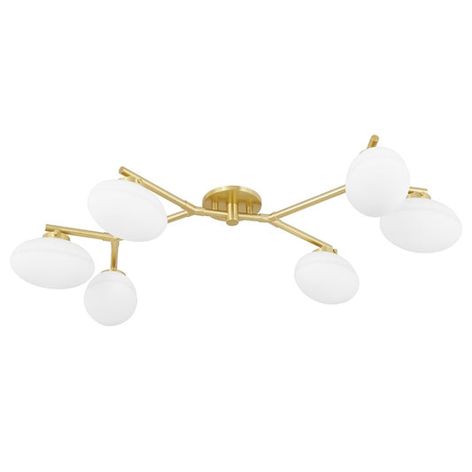 Hudson Valley Wagner 6 Light Semi Flush Mount, Aged Brass/Opal - 5541-AGB