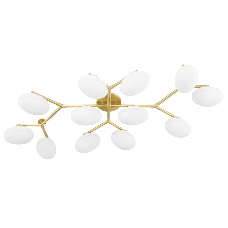 Hudson Valley Wagner 12 Light Semi Flush Mount, Aged Brass/Opal - 5559-AGB