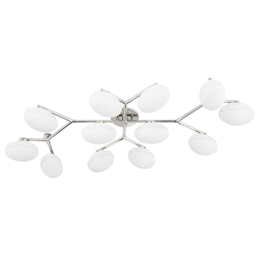 Hudson Valley Wagner 12 Light Semi Flush Mount, Polished Nickel/Opal - 5559-PN