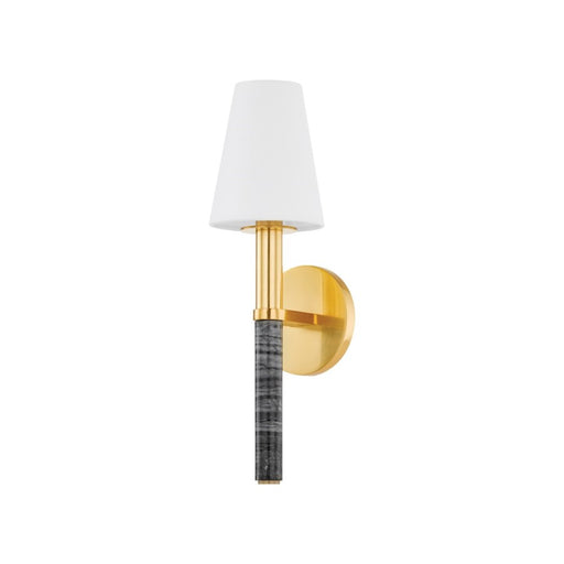 Hudson Valley Montreal 1 Light Wall Sconce, Aged Brass/White - 5616-AGB