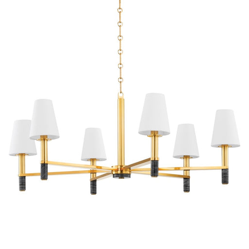 Hudson Valley Montreal 6 Light Chandelier, Aged Brass/White - 5640-AGB