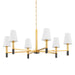Hudson Valley Montreal 6 Light Chandelier, Aged Brass/White - 5640-AGB