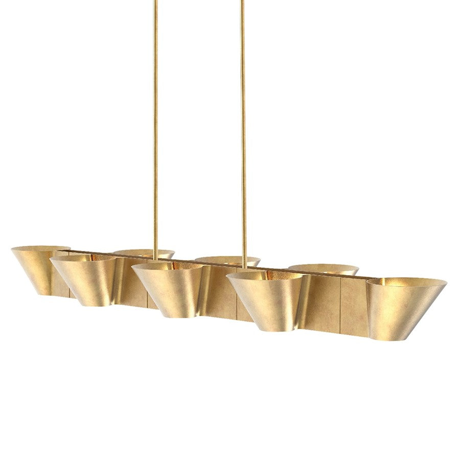 Hudson Valley Reeve 8 Light Linear Island Pendant, Vintage Gold Leaf - 5652