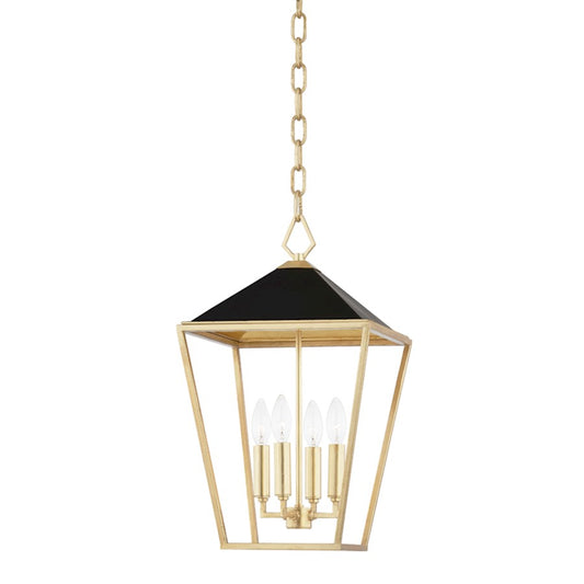 Hudson Valley Paxton 4 Light Small Pendant, Gold Leaf/Black - 5713-GL-BK