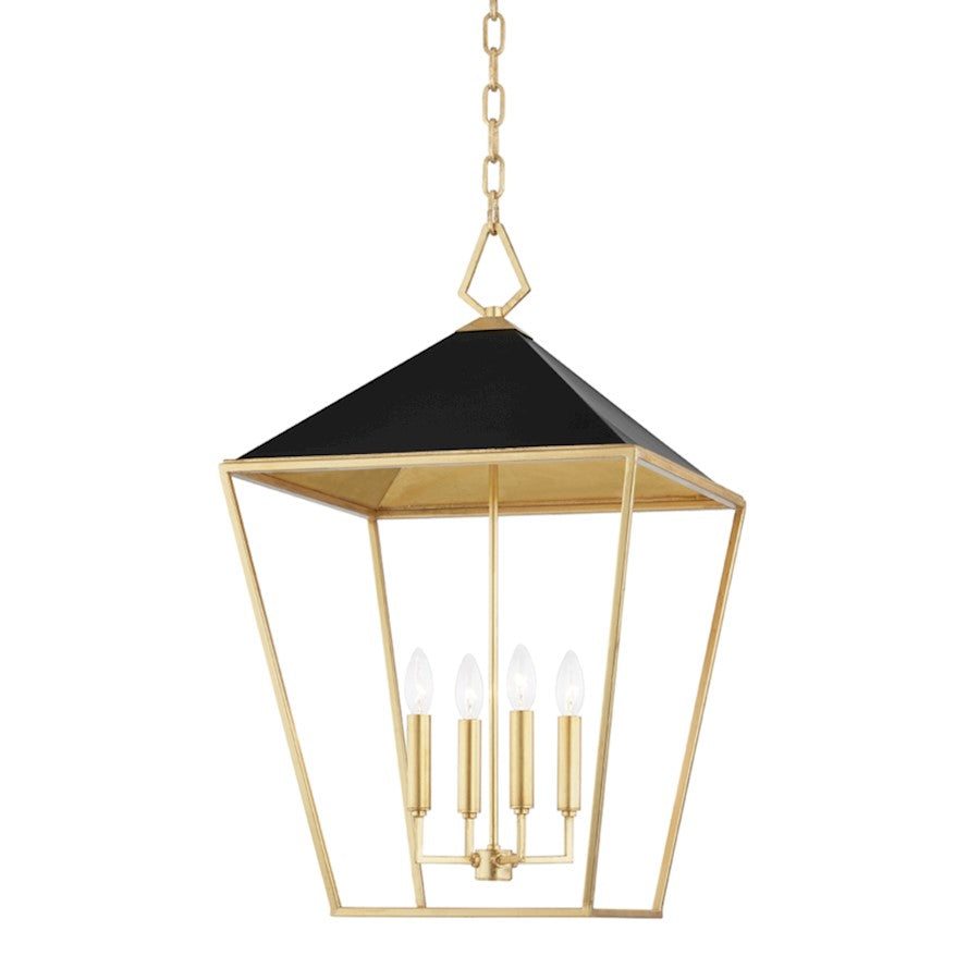 Hudson Valley Paxton 4 Light Medium Pendant, Gold Leaf/Black - 5718-GL-BK