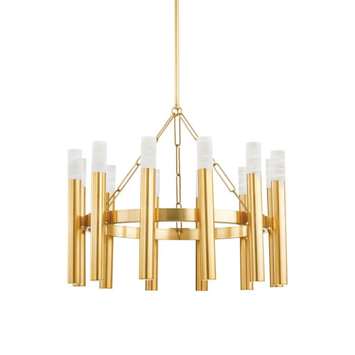 Hudson Valley Pali 12 Light Chandelier, Aged Brass/White - 5728-AGB