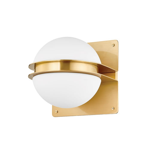 Hudson Valley Rudolf 1 Light Wall Sconce in Aged Brass/White - 5900-AGB
