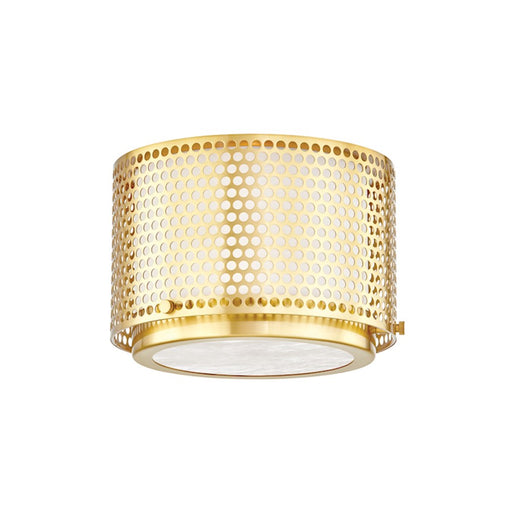 Hudson Valley Oracle 1 Light Flush Mount, Aged Brass/White - 5910-AGB