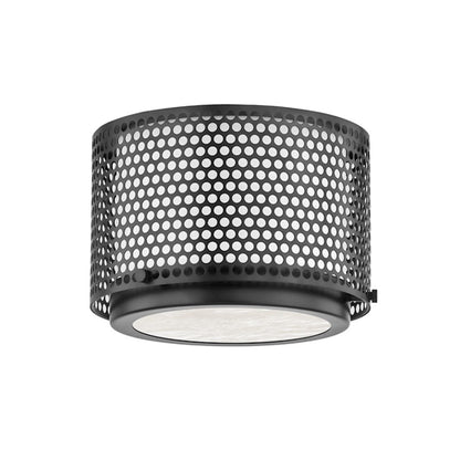 Hudson Valley Oracle 1 Light Flush Mount, Black Brass/White - 5910-BBR