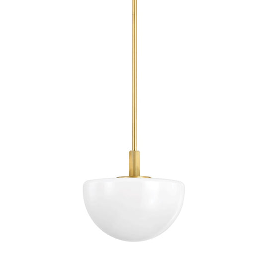 Hudson Valley Lethbridge 1 Light 10" Pendant in Aged Brass/White - 5913-AGB