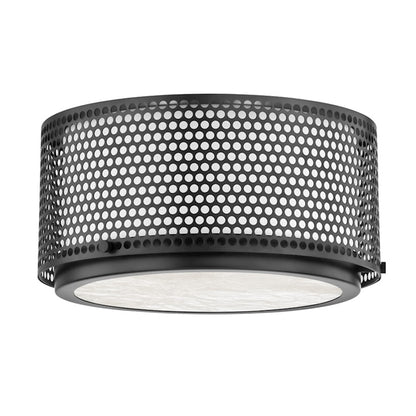 Hudson Valley Oracle 2 Light Flush Mount, Black Brass/White - 5914-BBR