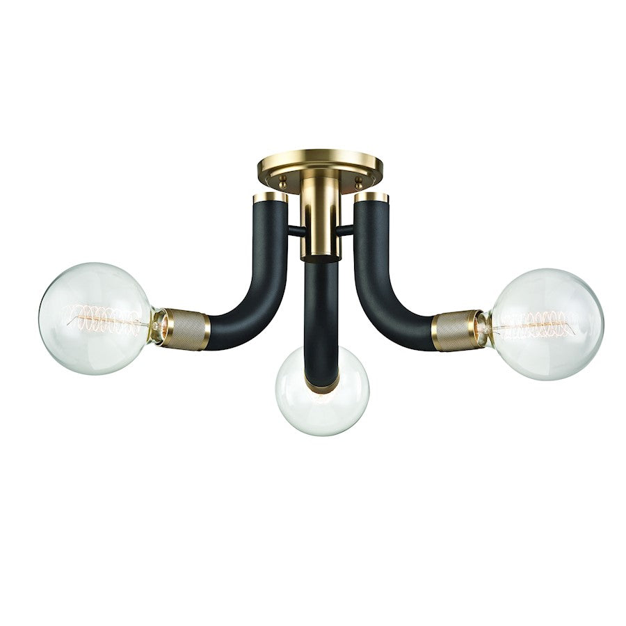 Hudson Valley Desmond 3 Light Semi Flush in Aged Brass Finish - 6043-AGB