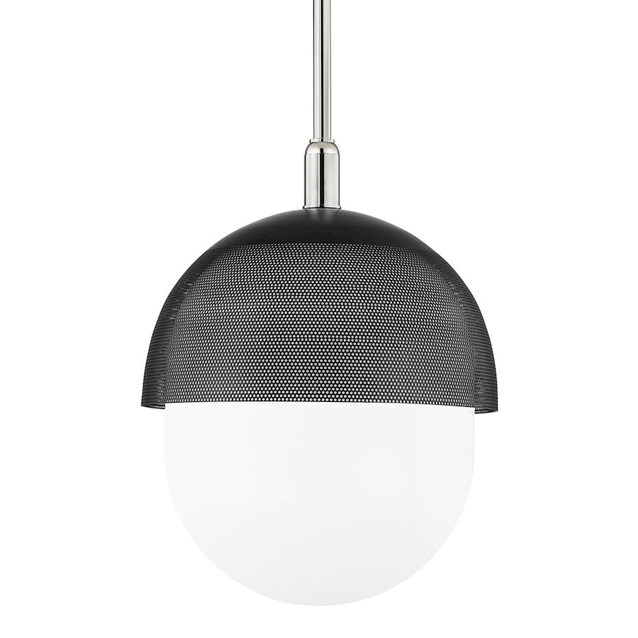 Hudson Lighting Nyack 1 Light Large Pendant, Polished Nickel/Black - 6119-PN-BK