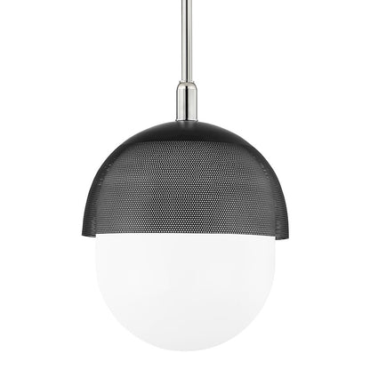 Hudson Lighting Nyack 1 Light Large Pendant, Polished Nickel/Black - 6119-PN-BK