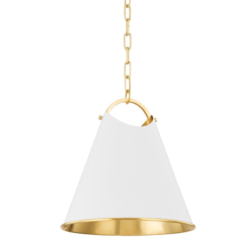 Hudson Valley Burnbay 1 Light 15" Pendant in Aged Brass - 6214-AGB-SWH