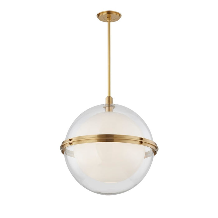 Hudson Valley Northport 1 Light 22" Pendant, Aged Brass/Clear Glass - 6522-AGB