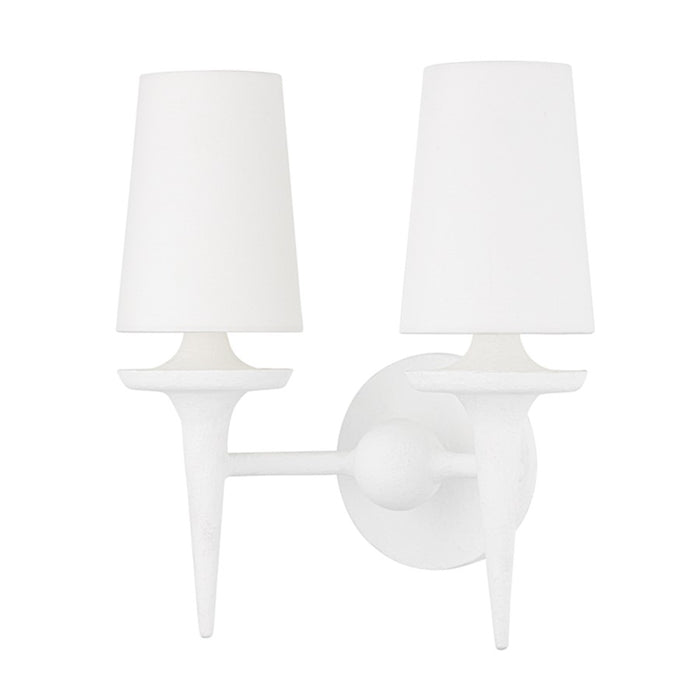 Hudson Valley Torch 2 Light Wall Sconce, White Plaster - 6602-WP