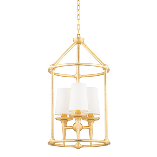 Hudson Valley Torch 3 Light Chandelier, Gold Leaf - 6617-GL