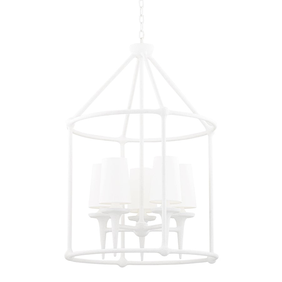 Hudson Valley Torch 5 Light Chandelier, White Plaster - 6625-WP