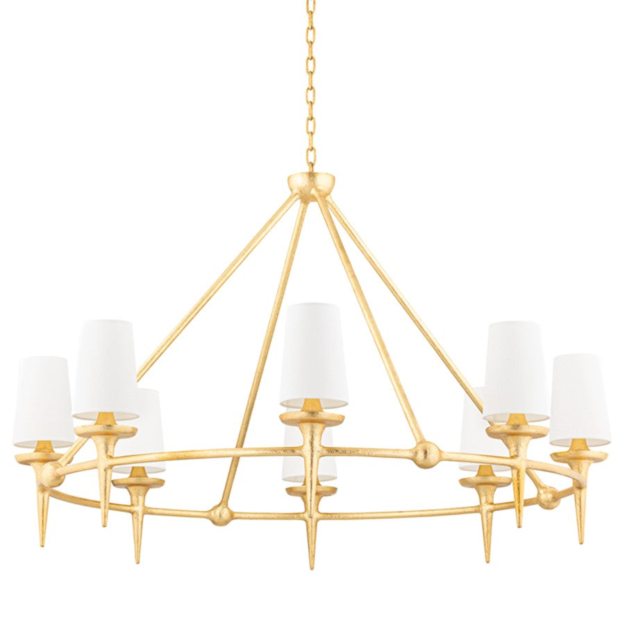 Hudson Valley Torch 8 Light Chandlier, Gold Leaf - 6648-GL