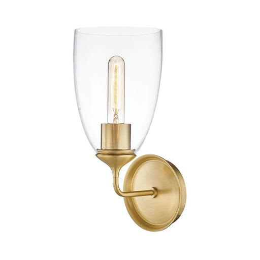 Hudson Valley Glenwood 1 Light Wall Sconce, Aged Brass/Clear Glass - 6821-AGB