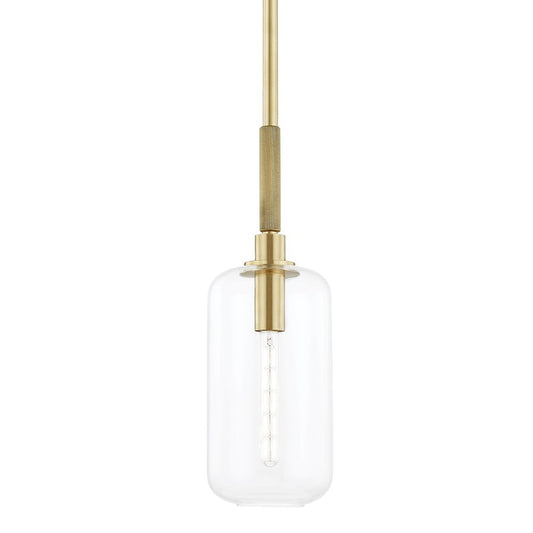 Hudson Valley Lenox Hill 1-Light Small Pendant, Aged Brass/Clear - 6908-AGB