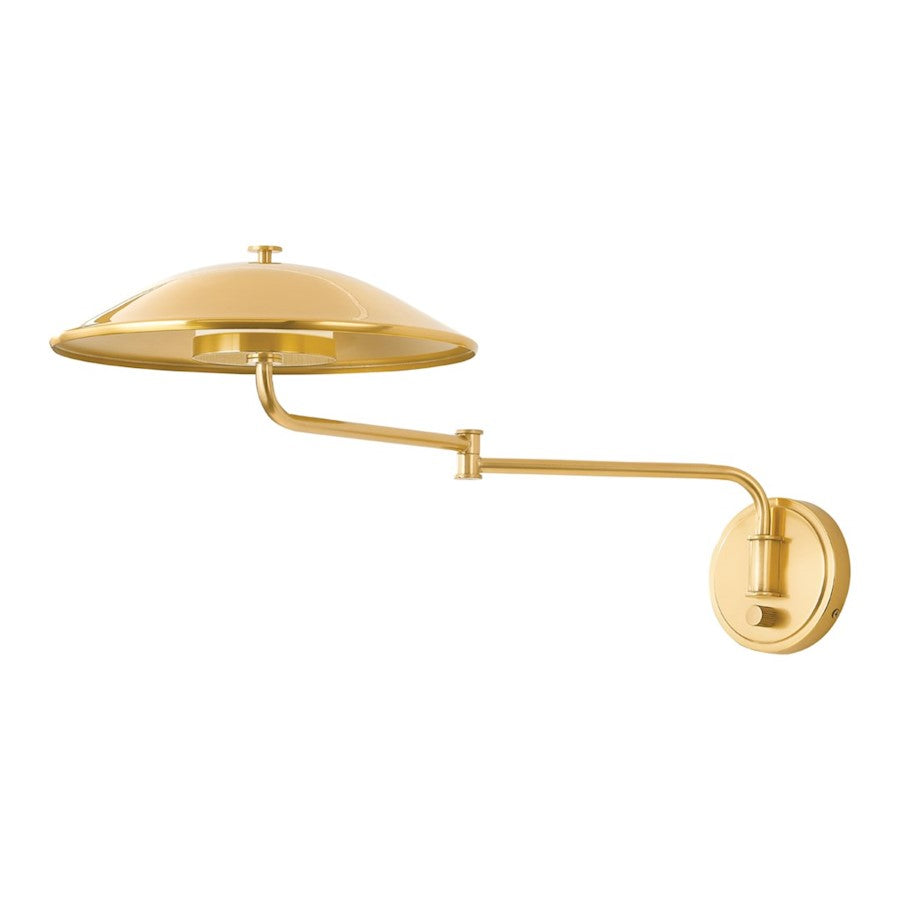 Hudson Valley Brockville 1 Light Plug-in Sconce, Aged Brass/White - 6910-AGB