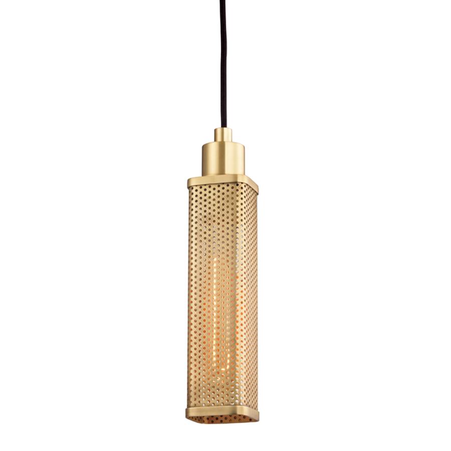 1 Light Pendant, Aged Brass